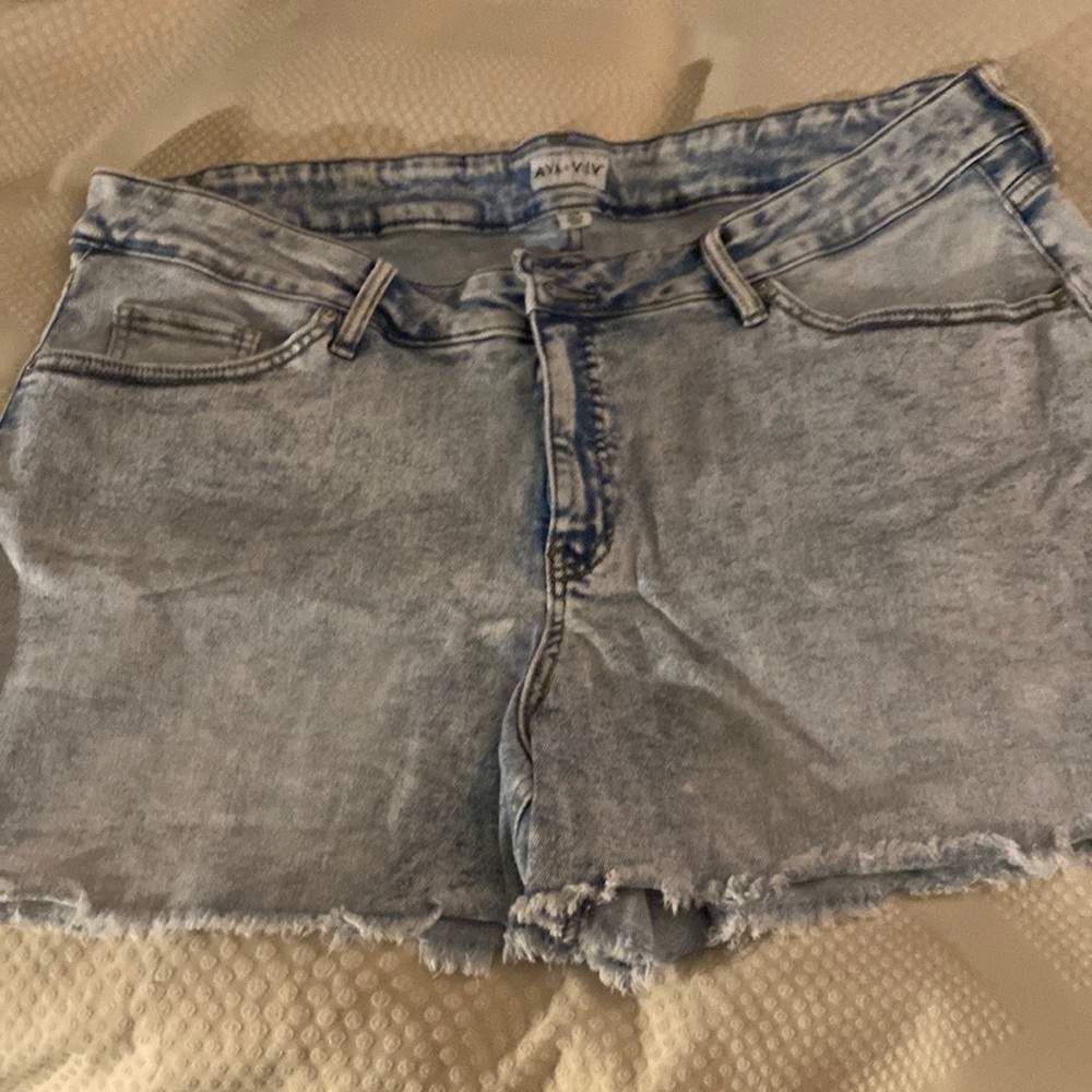 Acid wash denim shorts